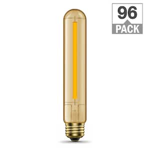 60-Watt Equivalent T10L Dimmable Straight Filament Amber E26 Vintage Edison LED Light Bulb, Warm White 2100K (96-Pack)
