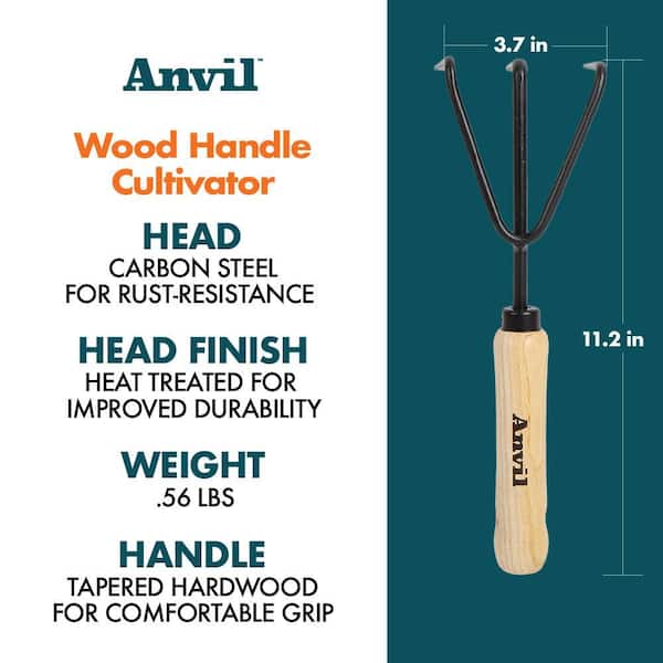 5-2/5 in. Wood Handle Hand Cultivator