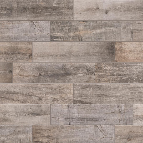 Florida Tile Home Collection Sunset Wood Dark Grey 6 in. x 24 in. Porcelain Floor and Wall Tile (14 sq. ft./Case)