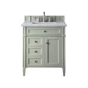 Brittany 30.0 in. W x 23.5 in. D x 34 in. H Bathroom Vanity in Sage Green with Carrara Marble Marble Top