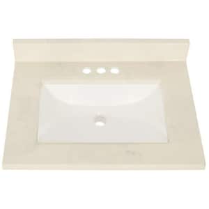 Nevado 25 in. W x 19 in. D x 36 in. H Bath Vanity in Brown with Cultured Marble Vanity Top Sink in Carrara White