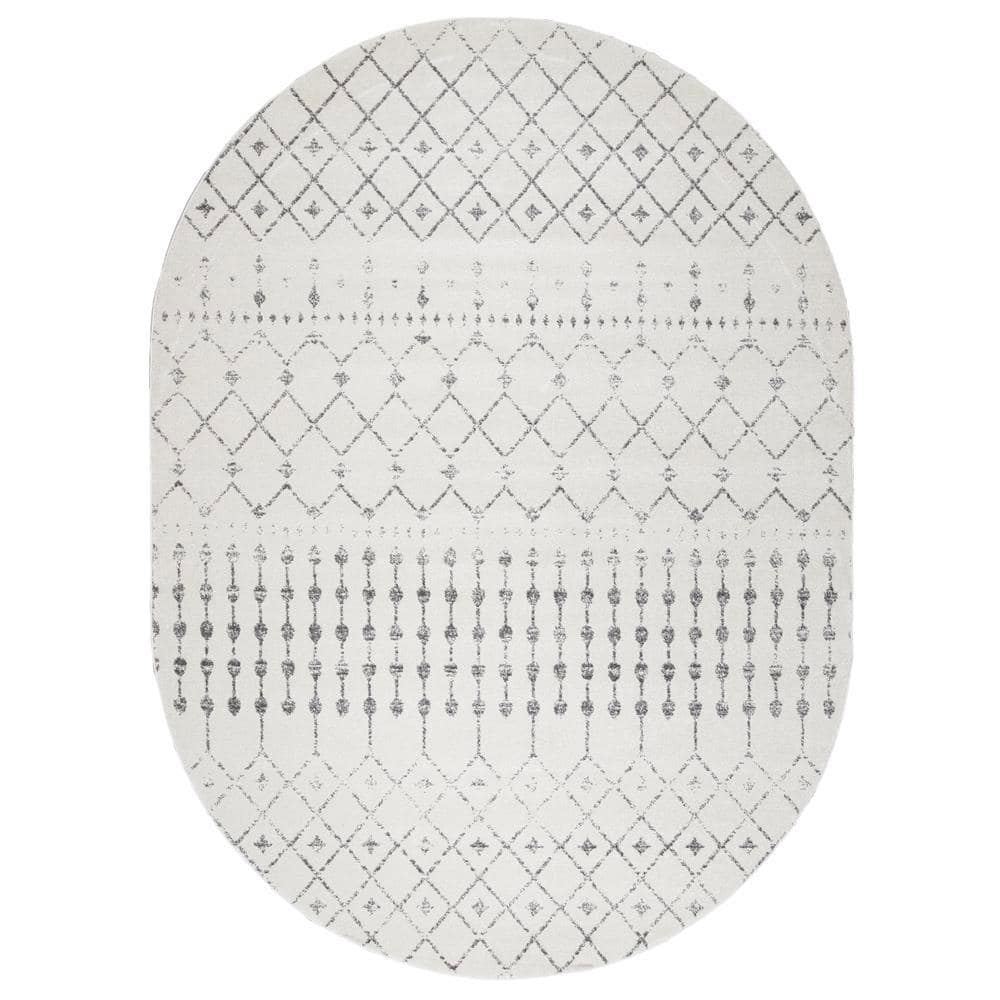 Blythe Modern Moroccan Trellis Doormat 3 ft. x 5 ft. Gray Oval Rug price history on PriceWatchPro