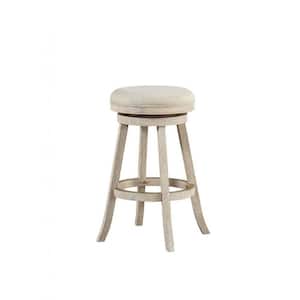 Fenton 29 in. Ivory Wire-Brush Backless Swivel Bar Stool with Cushion