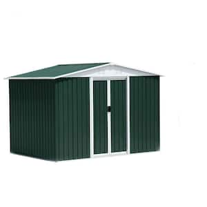 8 ft. x 6 ft. Outdoor Storage Garden Shed Apex Roof Green with Aluminum Alloy Frame and Sliding Door, 48.69 sq. ft.