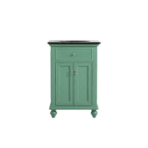 Unbranded Simply Living 24 in. W x 21 in. D x 35 in. H Bath Vanity in Vintage Mint with Black Granite Granite Top