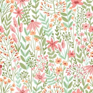 Eudora Green Prairie Petals Wallpaper