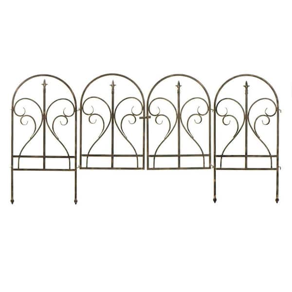Home Decorators Collection 36 in. H x 72 in. W Steel Black Finial Border Fence