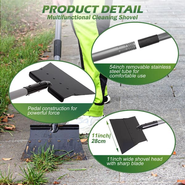 WaLensee 47 in. Stainless Handle Multi-Purpose Steel Scraper Shovel with Heavy-Duty Blade and Cushion Grip