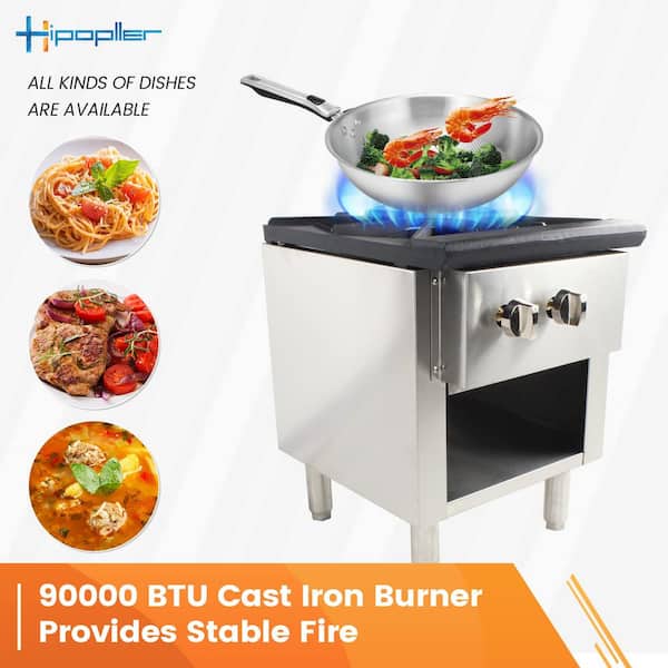 HOCCOT Single Burner Gas Stove, Propane and Natural Gas Commercial Hot  Plate, 18X21 Stainless Steel Wok Countertop Commercial Range, Outdoor  Cooker