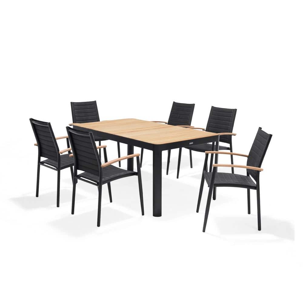 Lisbon Dark 7-Piece 100% FSC Certified Teak and Aluminum Patio Rectangular Dining Set price history on PriceWatchPro