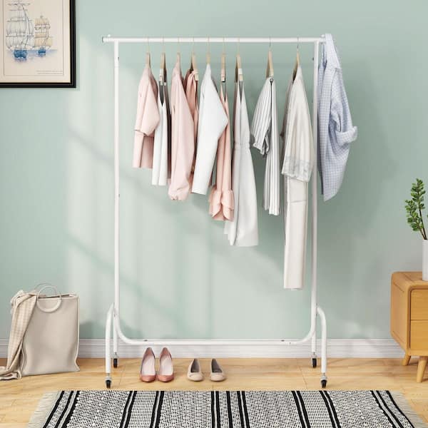 Wrightmaster White Wood Clothing Rack, Freestanding, 59-in Height