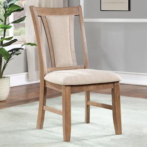 Rowel Natural Tone and Beige Polyester Padded Seat Side Chair (Set of 2)