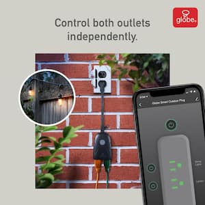 Wi-Fi Smart 2-Outlet Outdoor Plug, No Hub Required, Voice Activated, Black