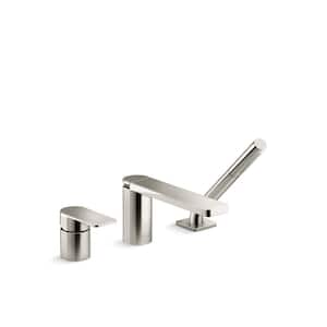 Parallel Single-Handle Wall Mount Roman Tub Faucet in Vibrant Polished Nickel
