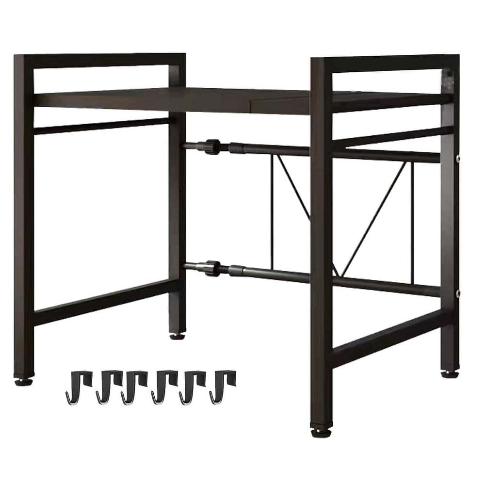 25.2 in. W x 11.81 in. D x 16.14 in. H in Black Extendable Carbon Steel Freestanding Semi-Custom Microwave Shelf price history on PriceWatchPro