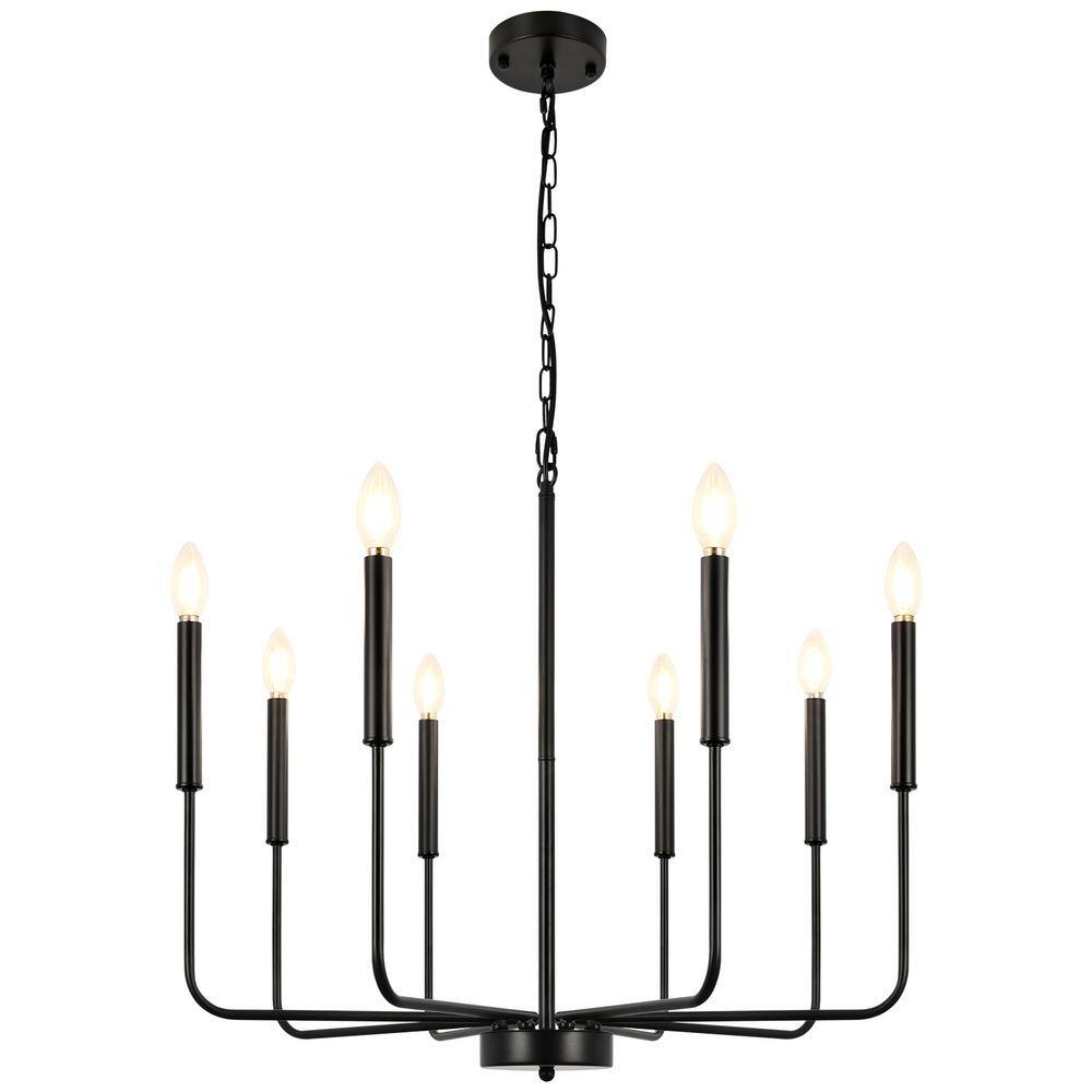 Classic 8Light Black Rustic Linear Chandelier Traditional Fixture Farmhouse Kitchen Island