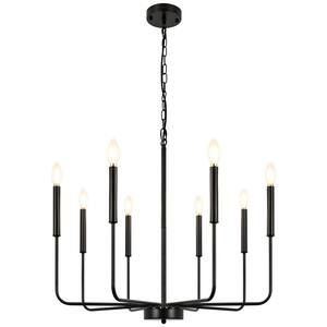 LWYTJO Classic 8-Light Rust-Colored Black/White Fleck Rustic Linear ...