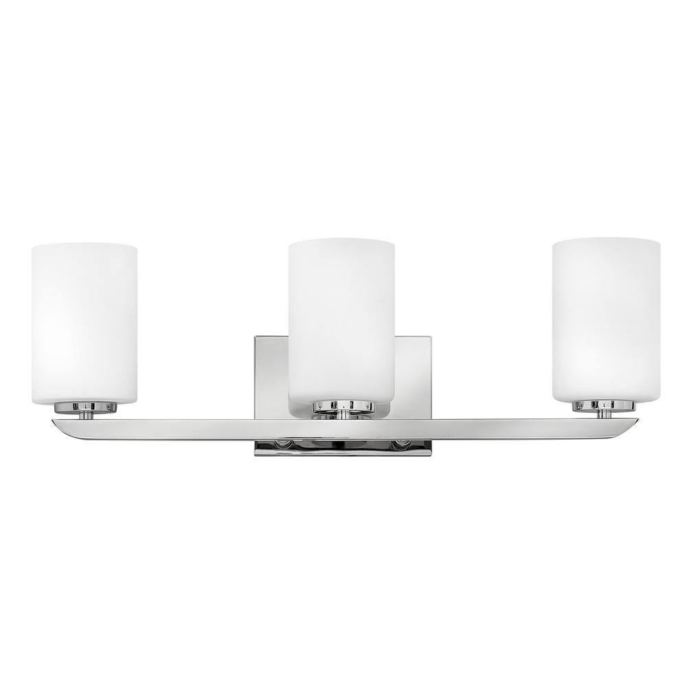 Kyra Polished Nickel 3-Light Vanity Light with Etched Opal Glass