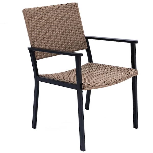C-Hopetree Patio Chair for All Weather Outdoor Dining with Hand Woven Black Wicker and Frame 