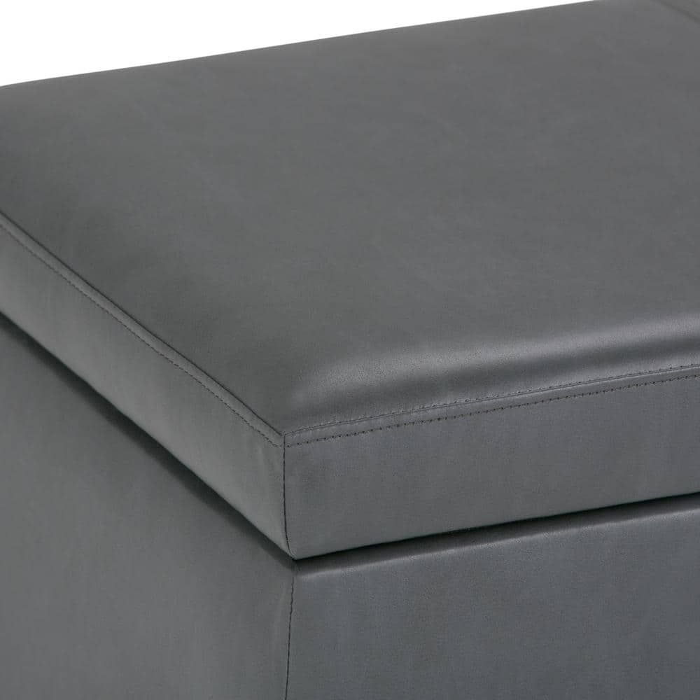 Stone Gray Contemporary Bench Ottoman with Inner Storage