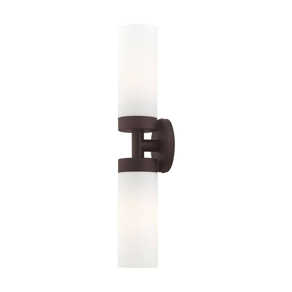Aero Contemporary 2-Light Bronze Vanity with Satin Opal White Glass