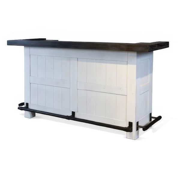 Orso 78 Inch White Solid Wood Freestanding Home Bar Counter Storage Bar Table