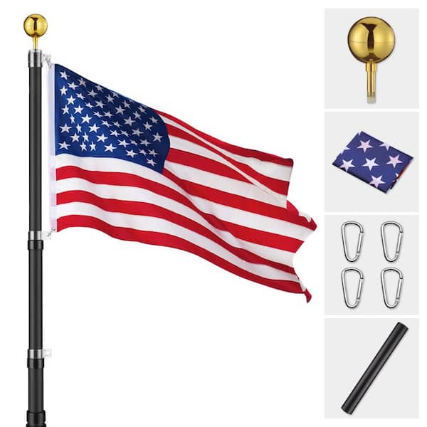 Afoxsos 20 ft. Aluminum Telescoping Flagpole with U.S. Flag and Handcrafted Golden Top Finial