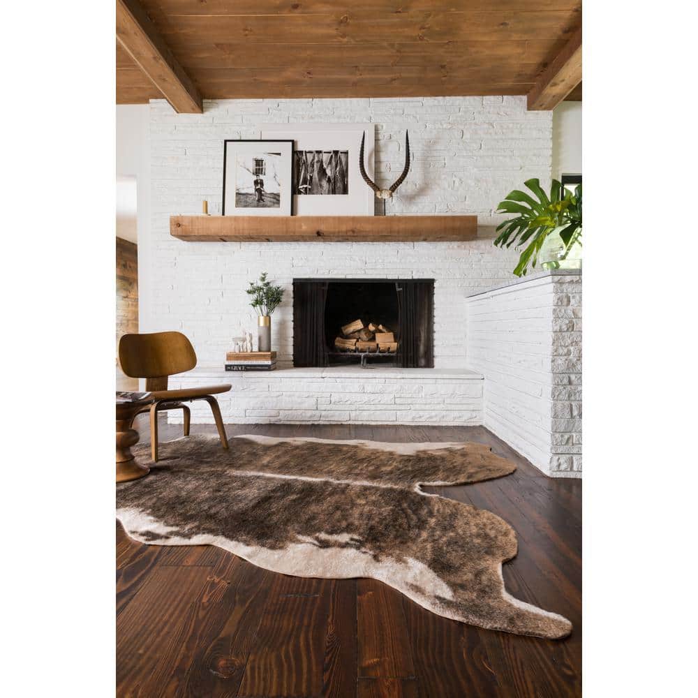 Cabin Charm Camel & Beige Synthetic Cowhide Rug, 3'10" x 5'
