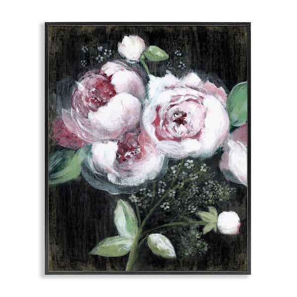 Stupell Industries Moody Roses on Black by Janet Tava Black Framed Nature Giclee Art Print 30 in. x 24 in.