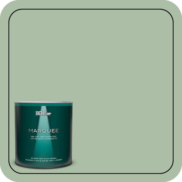 BEHR MARQUEE 1 qt. #S400-4 Azalea Leaf One-Coat Hide Semi-Gloss Enamel Interior Paint & Primer