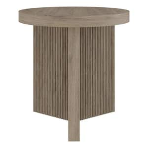 Holm 22 in. Antiqued Gray Oak Round MDF Top End Table