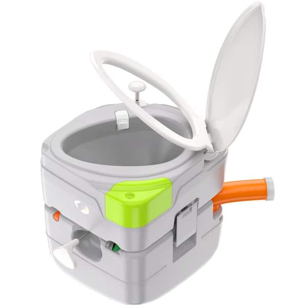 Non-electric 5.8 Gal. Large Capacity Composting Toilet System with Diagonal Seat Leak-Proof for RV Camping Gray