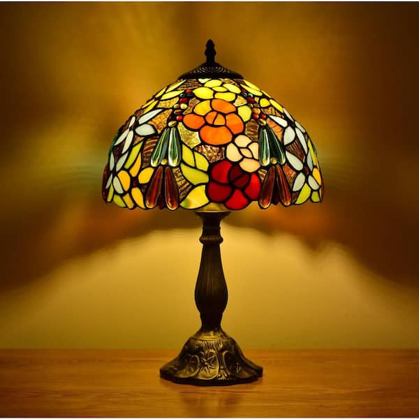 Latepis Decorative 18.1 in. Multicolored Glass Table Lamp Tiffany