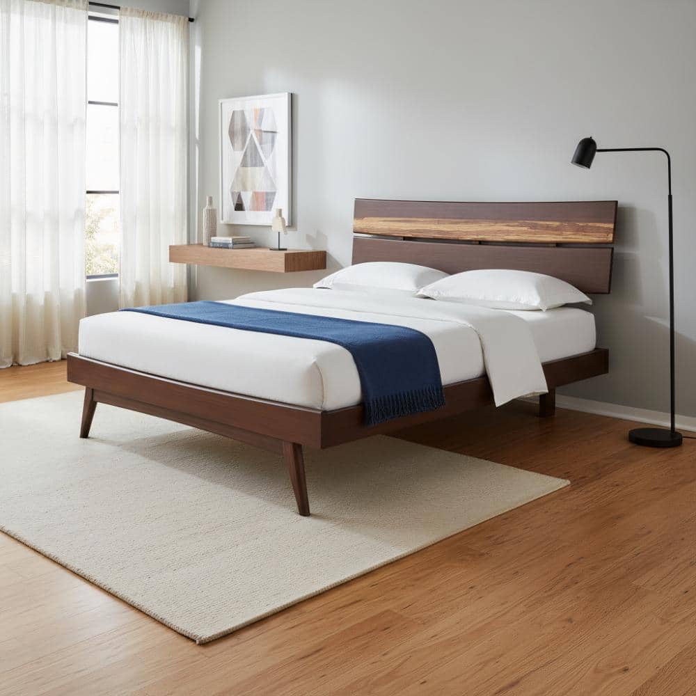 Sarah Sable King Solid Bamboo Platform Bed with Sweeping Headboard