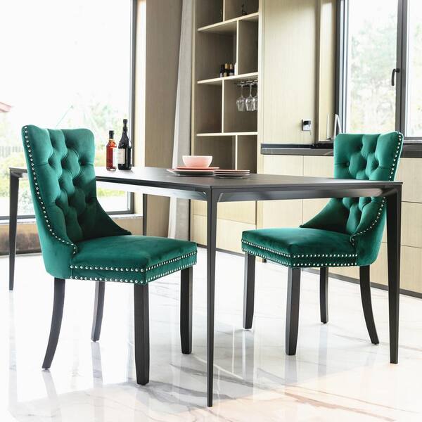 green wingback dining chair