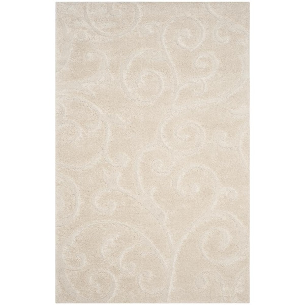 SAFAVIEH Florida Shag Cream 6 ft. x 9 ft. High-Low Floral Area Rug
