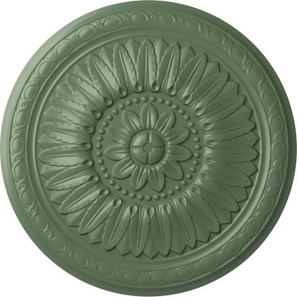 Ekena Millwork 24" x 1-5/8" Temple Urethane Ceiling Medallion (Fits Canopies upto 9-1/4"), Hand-Painted Athenian Green