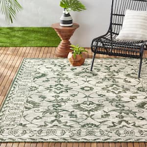 Patio Country Ayala Light Green/Ivory 8 ft. x 10 ft. Floral Indoor/Outdoor Area Rug