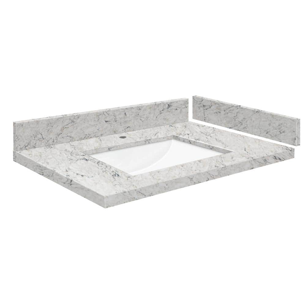 Silestone 28 in. W x 22.25 in. D Quartz White Rectangular Single Sink Vanity Top in Pietra price history on PriceWatchPro