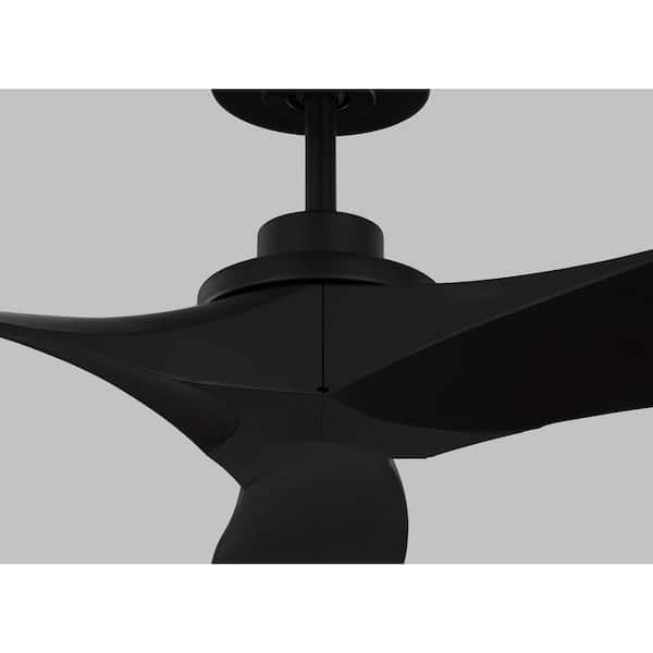 Generation Lighting - Collins Coastal 60 in. Smart Home Matte Black Wet Rated Ceiling Fan with White Black, DC Motor and Remote