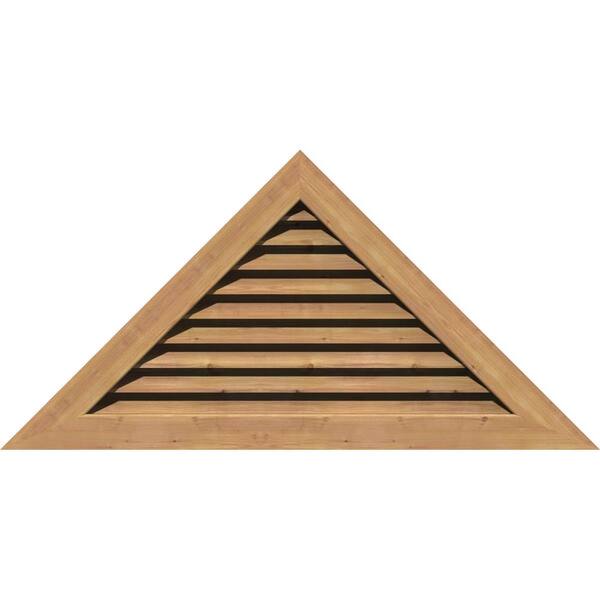 Ekena Millwork 68.125 in. x 34 in. Triangle Unfinished Smooth Western Red Cedar Wood Built-in Screen Gable Louver Vent