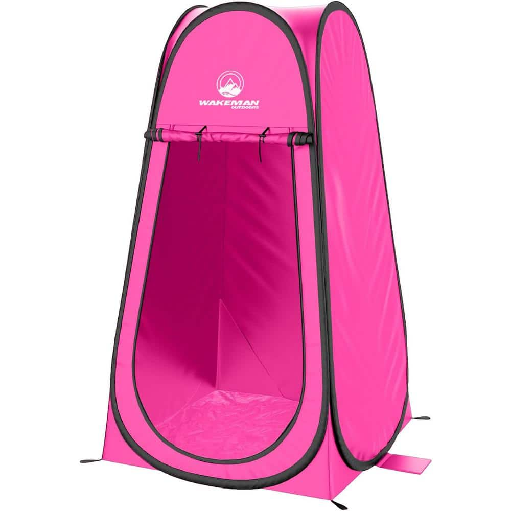 Modern 1-Person Polyester Pop Up Pod, Privacy Shower Tent, Dressing Room or Portable Toilet Stall w/Carry Bag in Pink