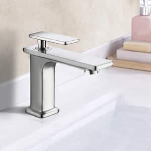 Commercial Single Handle Single Hole Bathroom Faucet in Brushed Nickel
