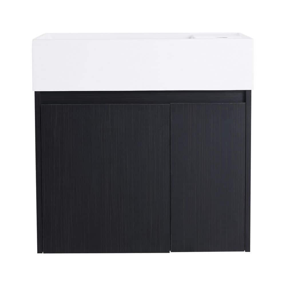 24 in. Single Sink Floating Black Bath Vanity with White Resin Sink Top price history on PriceWatchPro