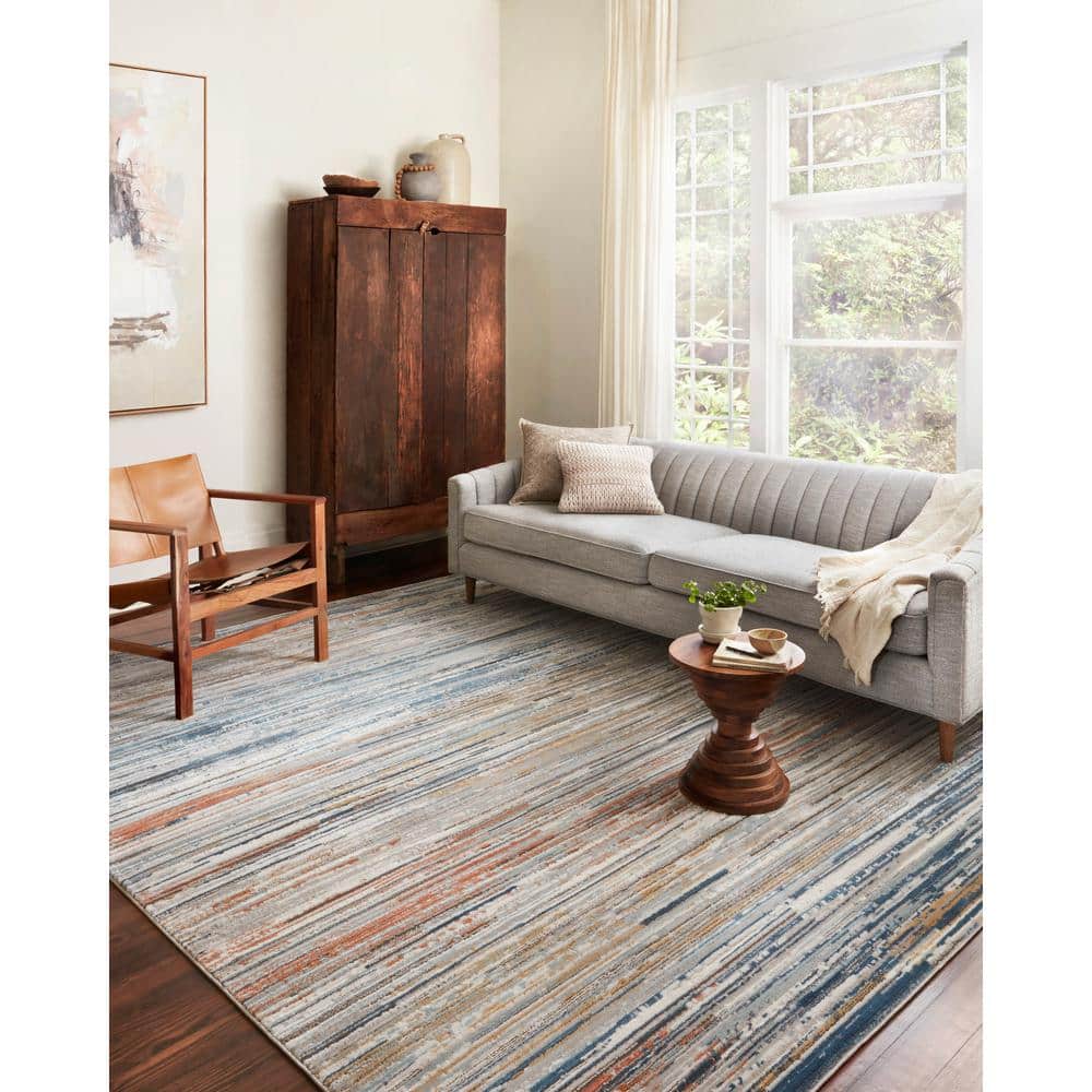 Bianca Gray and Multicolor Stain-Resistant Synthetic Area Rug 5'-3" x 7'-6"