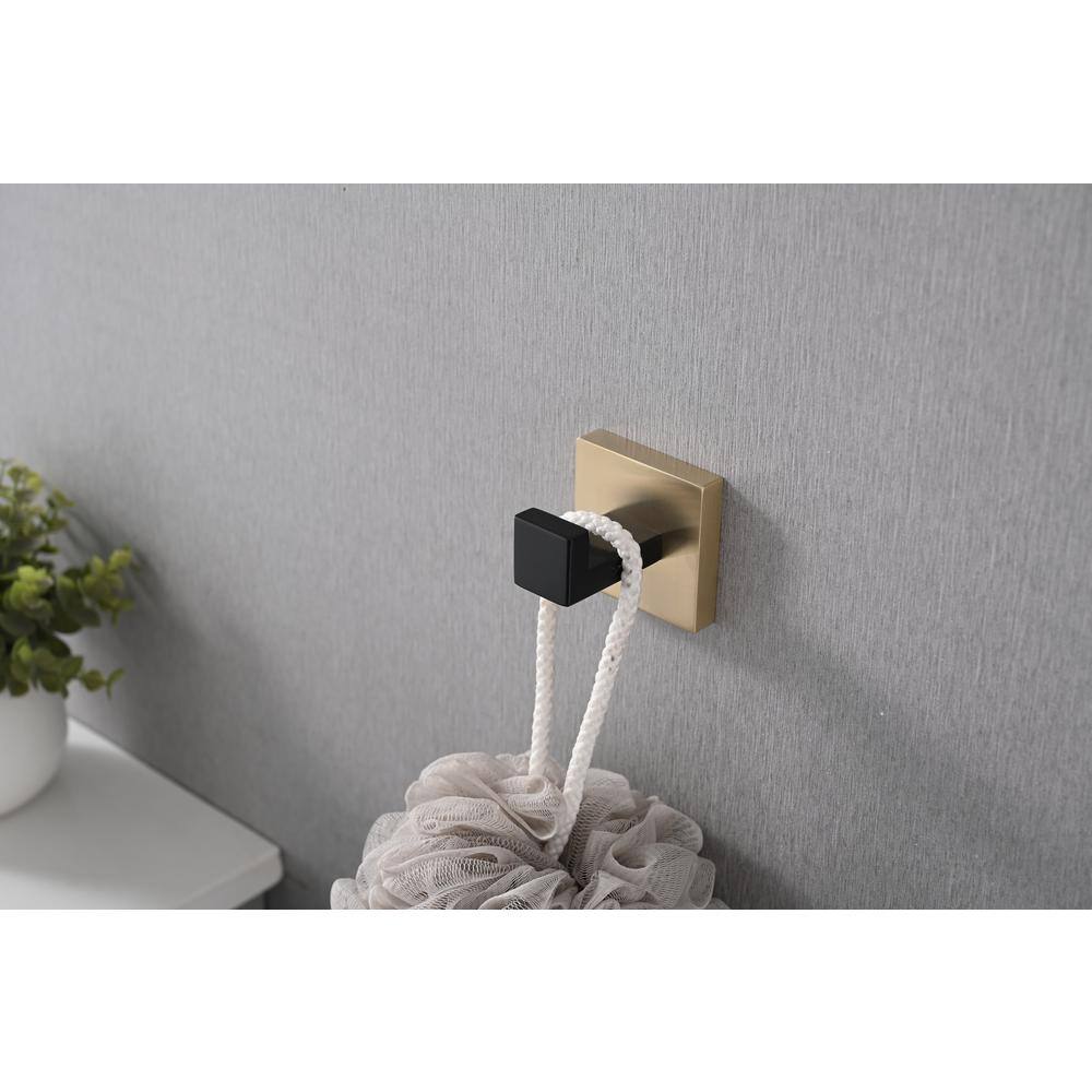 8-Piece Matte Black and Gold Stainless Steel Bathroom Hardware Set