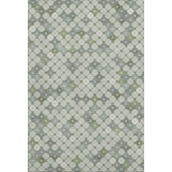 Mayfield Premium Machine Washable Abstract AMF1837 Mint 5 ft. x 7 ft. 6 in. Area Rug