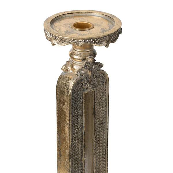 A & B Home Weathered Gold Stone Powder and Resin Classic Vintage Candle  Holder - 14.2 in. H 77170 - The Home Depot