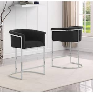 Luke Black Boucle Fabric Dining Chair Set of 2 with Floor Adjuster