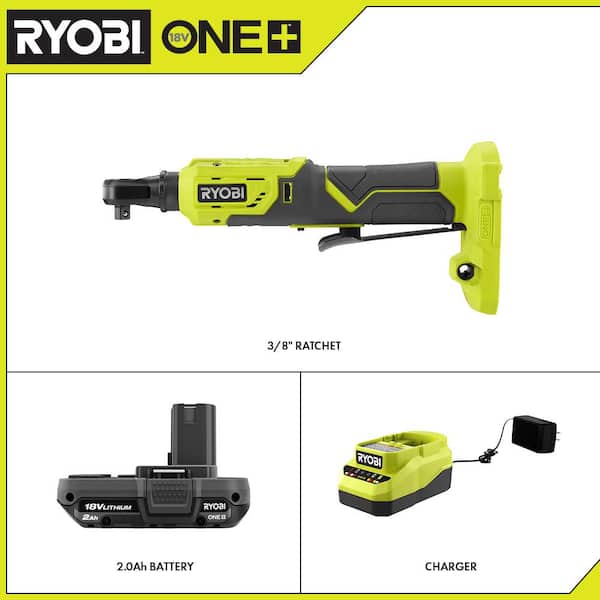 ONE+ 18V Cordless 3/8 in. 4-Position Ratchet with 2.0 Ah Battery and Charger